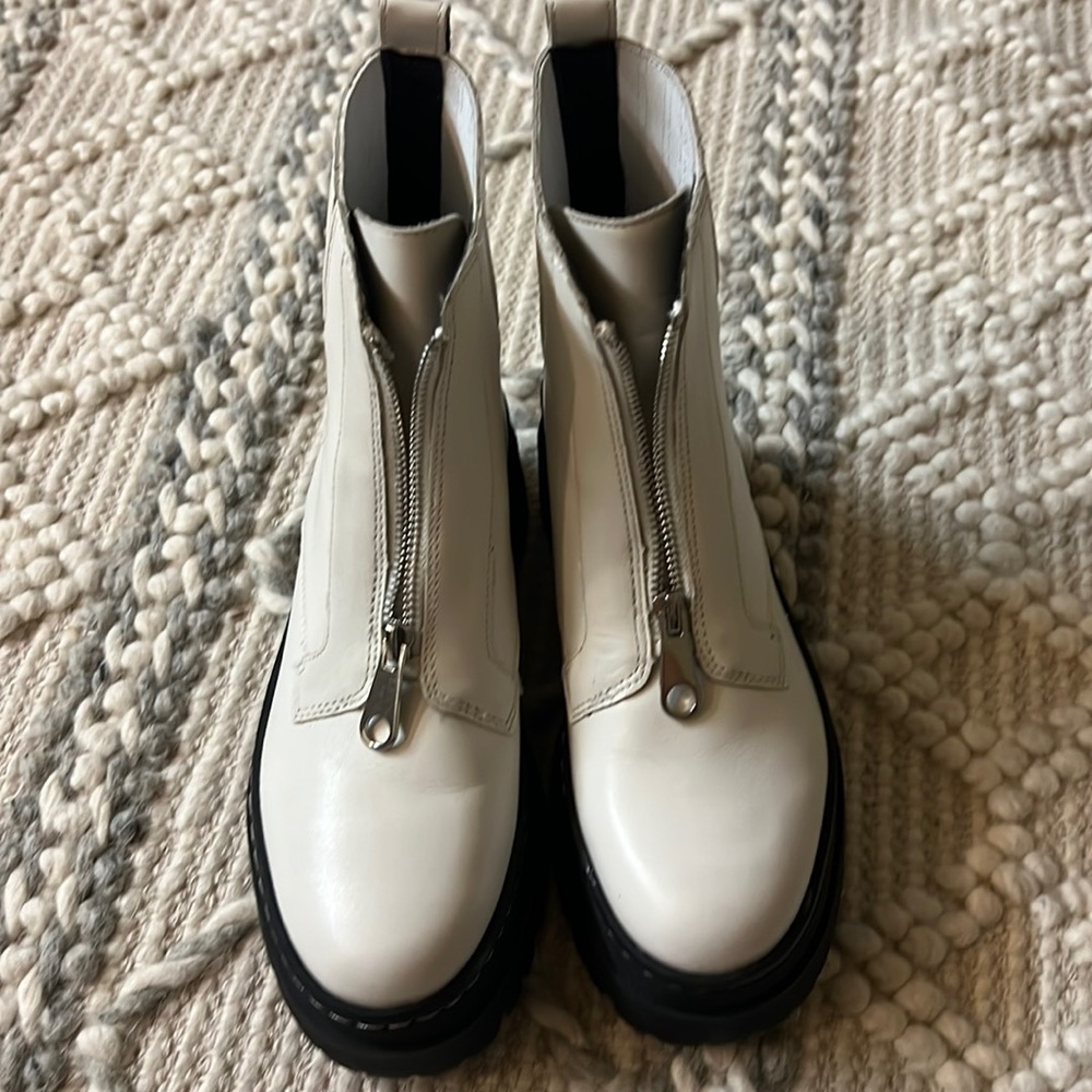 White Platform Booties with Zipper front!